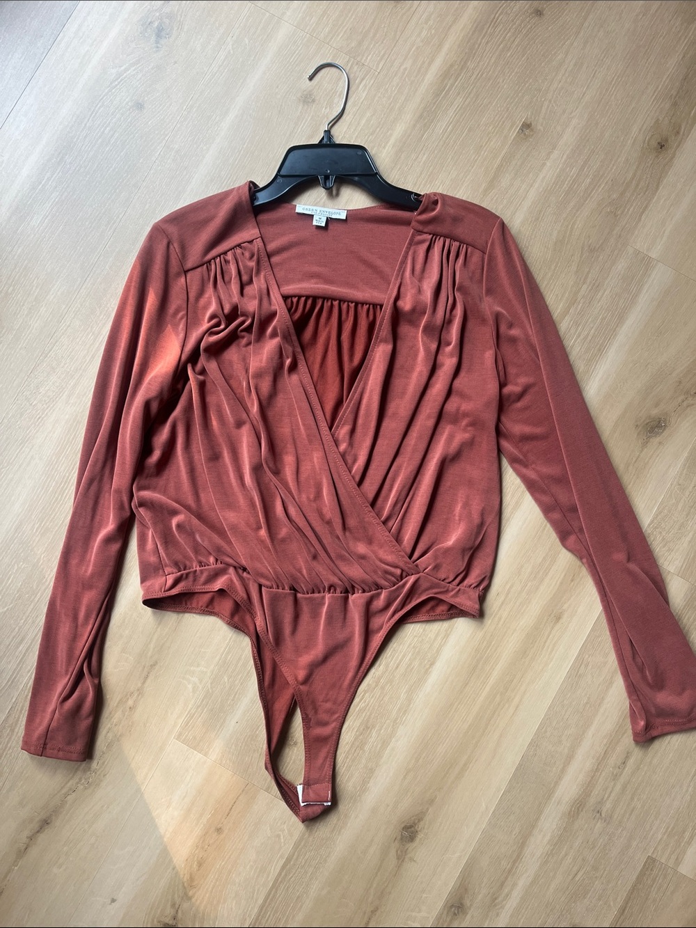 Green Envelope Rust Wrap Long-Sleeve Bodysuit